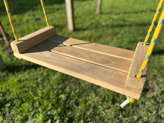 WacaciaCo® Handcrafted Wooden Swing – Classic & Slim – Custom Rope Length, Eco-Friendly Packaging