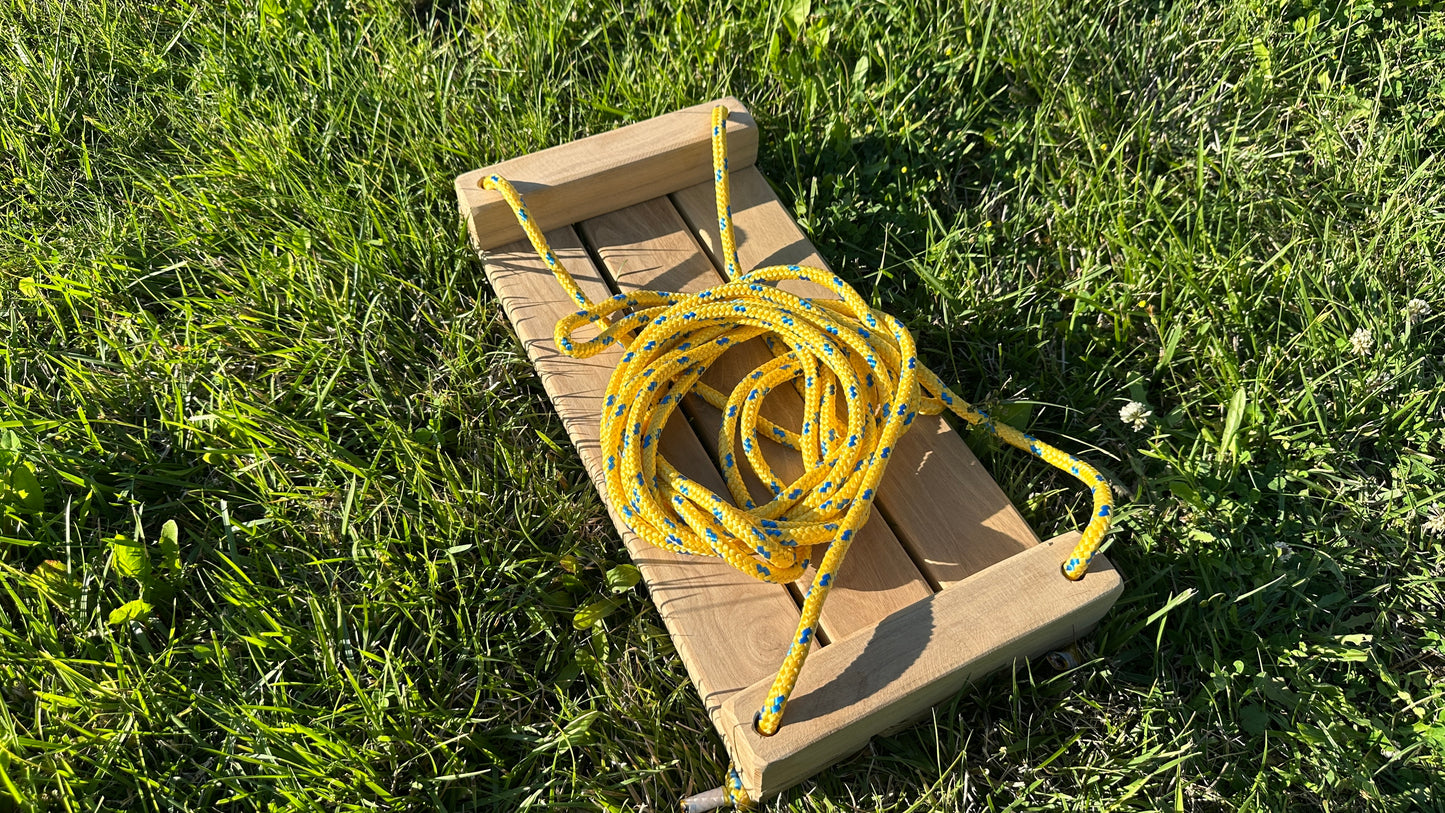 WacaciaCo® Handcrafted Wooden Swing – Classic & Slim – Custom Rope Length, Eco-Friendly Packaging
